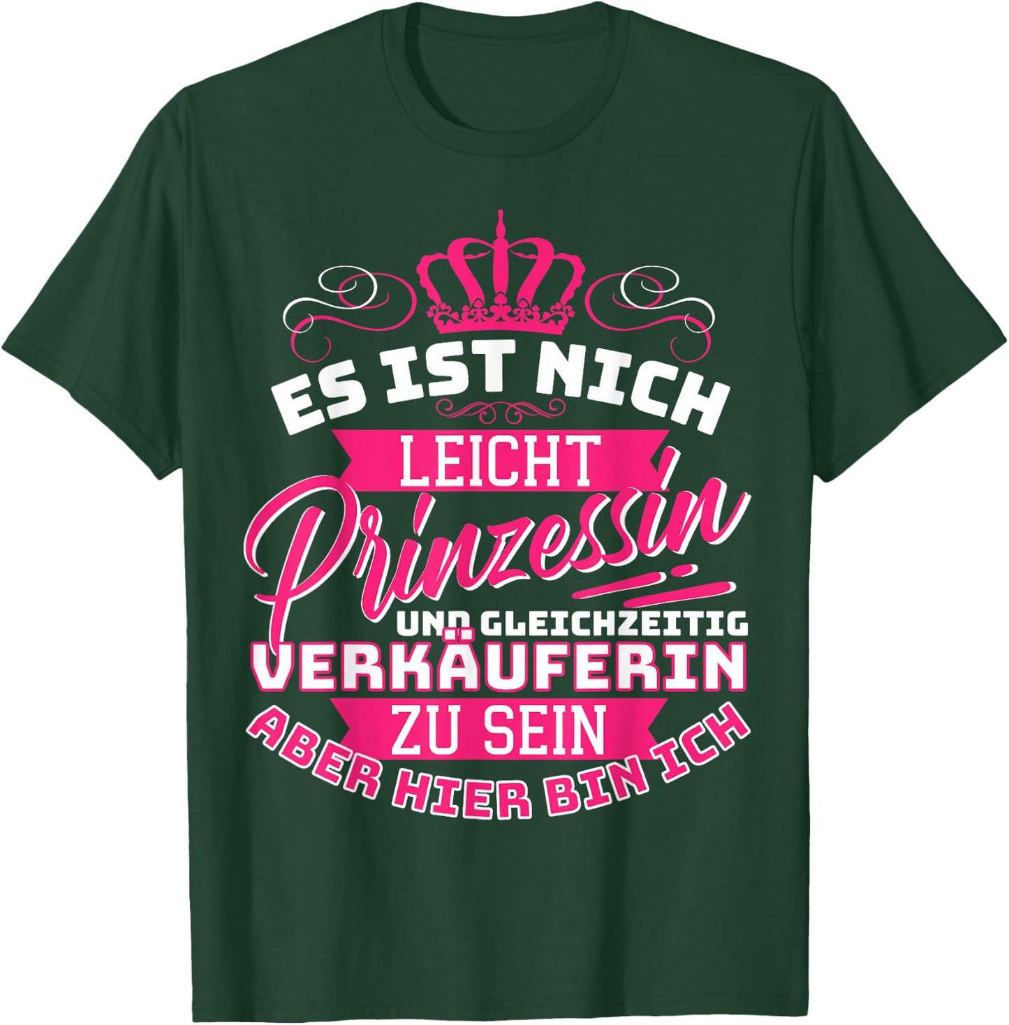 Handel Verkäuferin Sprüche Kollegen Geschenk Damen Schwarz V-Ausschnitt Halbarm Small Statement Classic Prinzessin & Verkäuferin Design T-Shirt - T-Shirt | Forest