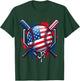 Baseball Drip American Flag Men Women Kids Youth 4th of July T-Shirt - T-Shirt | Forest