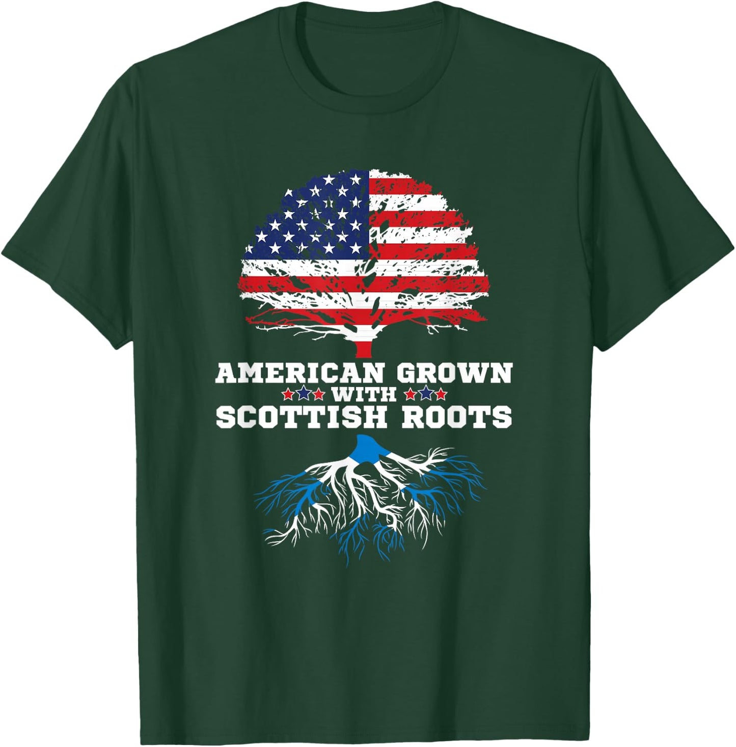 Scotland Roots American Grown Scottish Roots T-Shirt - T-Shirt | Forest