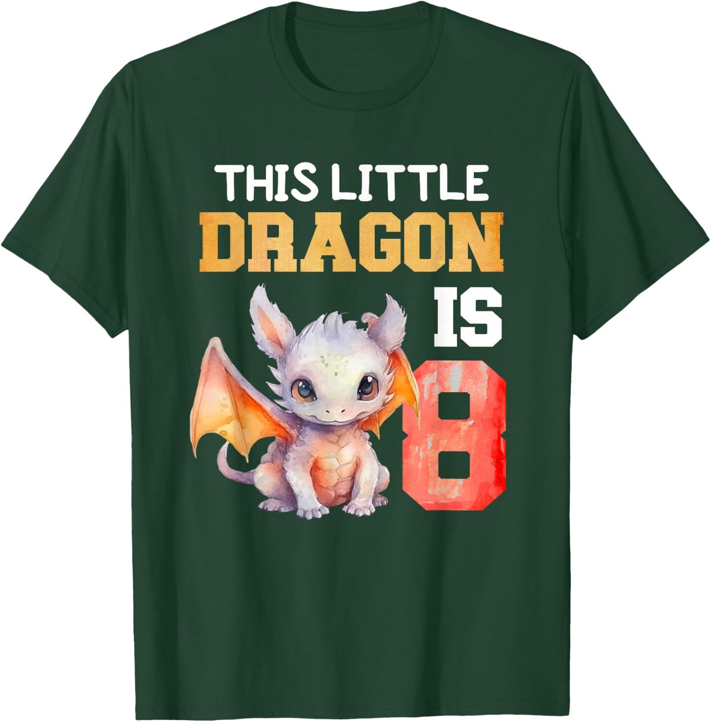 This Little Dragon is 8 Year Old Birthday Dragon 8th Girl T-Shirt - T-Shirt | Forest