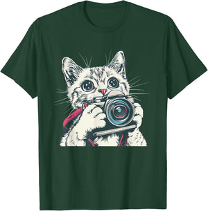 Awesome Camera Cat for traveling and taking Photos Lovers T-Shirt - T-Shirt | Forest