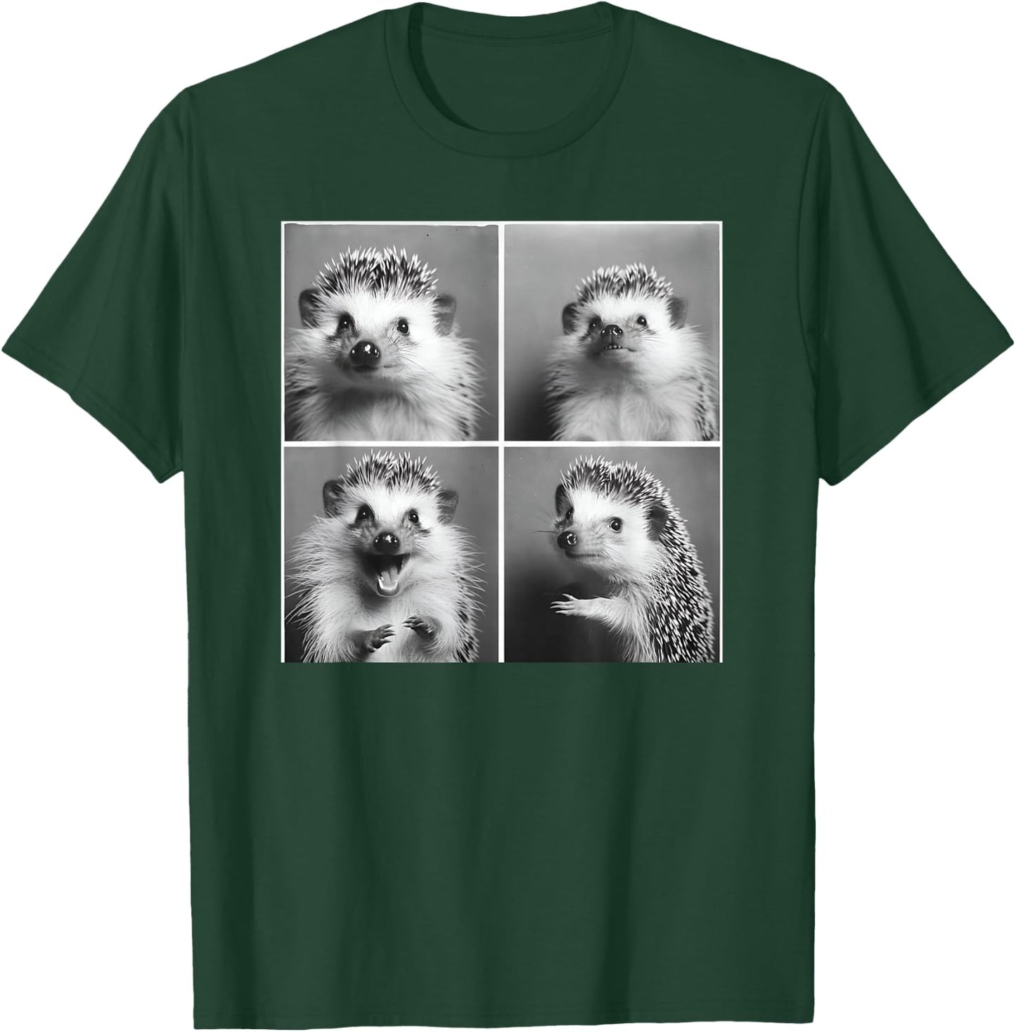 Cute Hedgehog Wildlife Photography -Adults Kids - Black - Small - Short Sleeve - Modern - Cartoon Animal - Hedgie Photo Funny Animal T-Shirt - T-Shirt | Forest