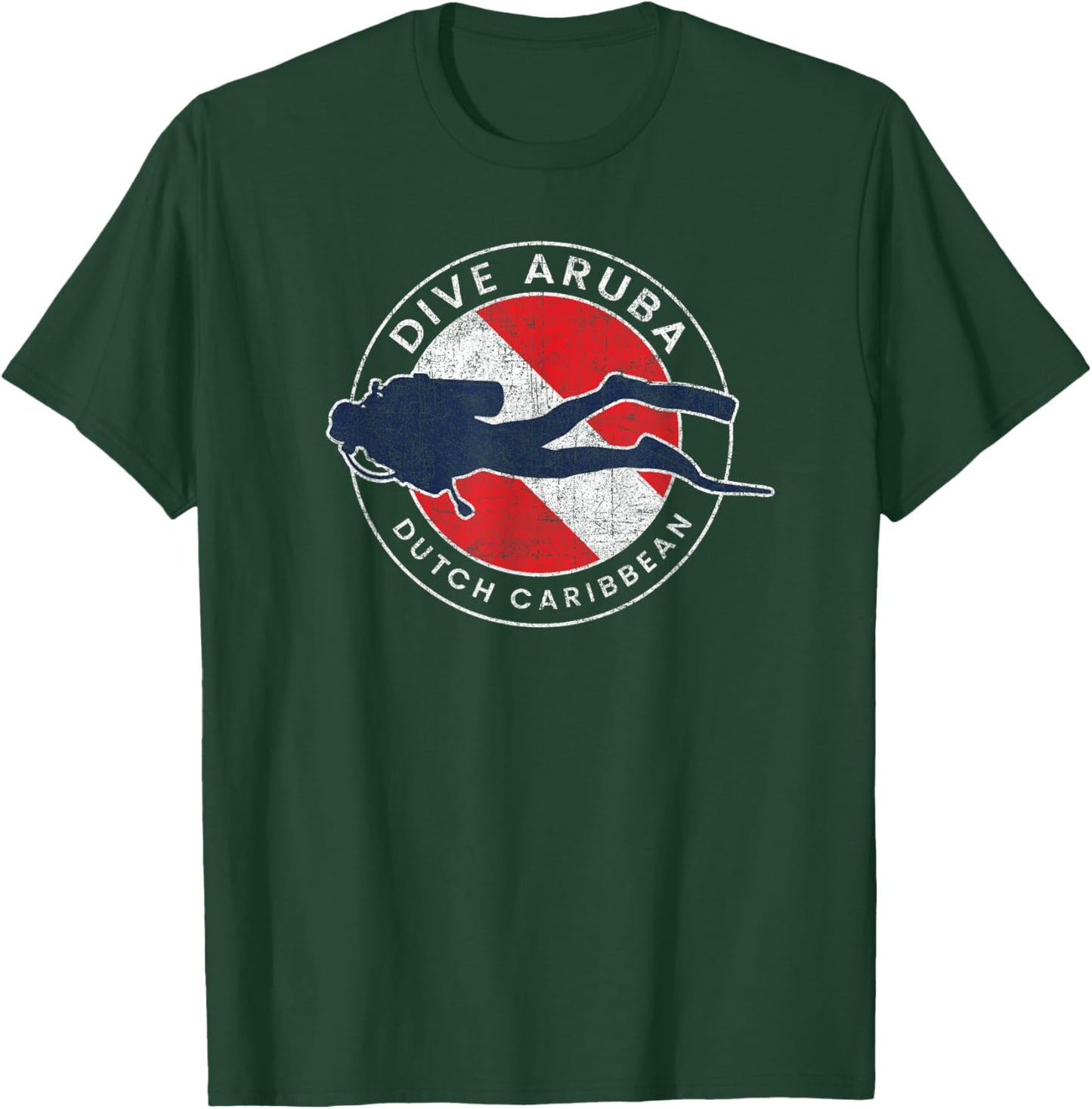 Aruba Scuba Dive Vintage Diving Flag and T-Shirt - T-Shirt | Forest