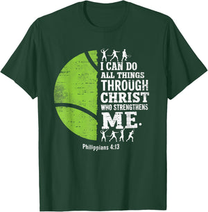 Christian Tennis I Can Do All Things Religious Faith T-Shirt - T-Shirt | Forest