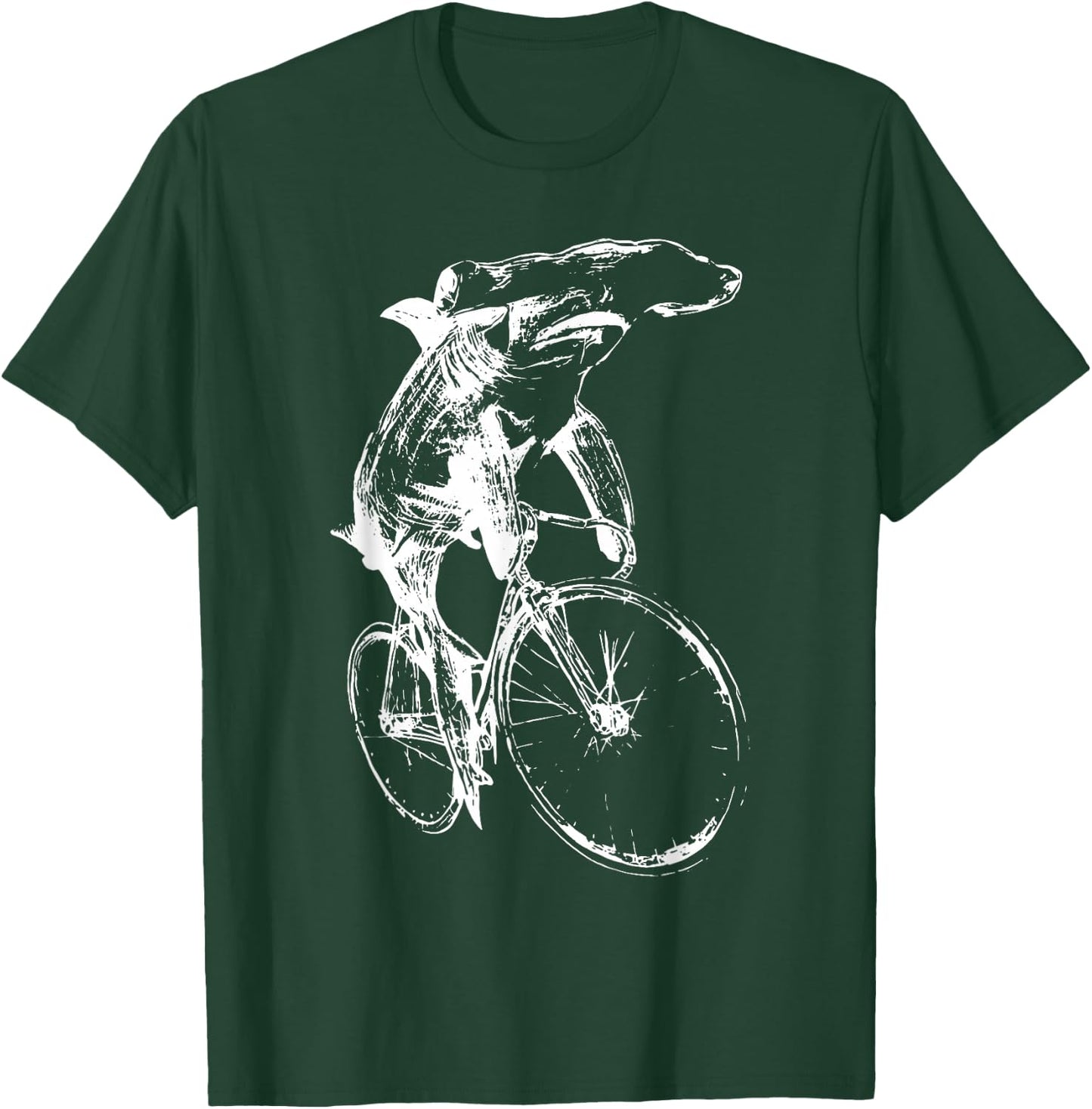 Hammerhead Sharks Riding Bicycle Retro Cycling Biking Biker T-Shirt - T-Shirt | Forest