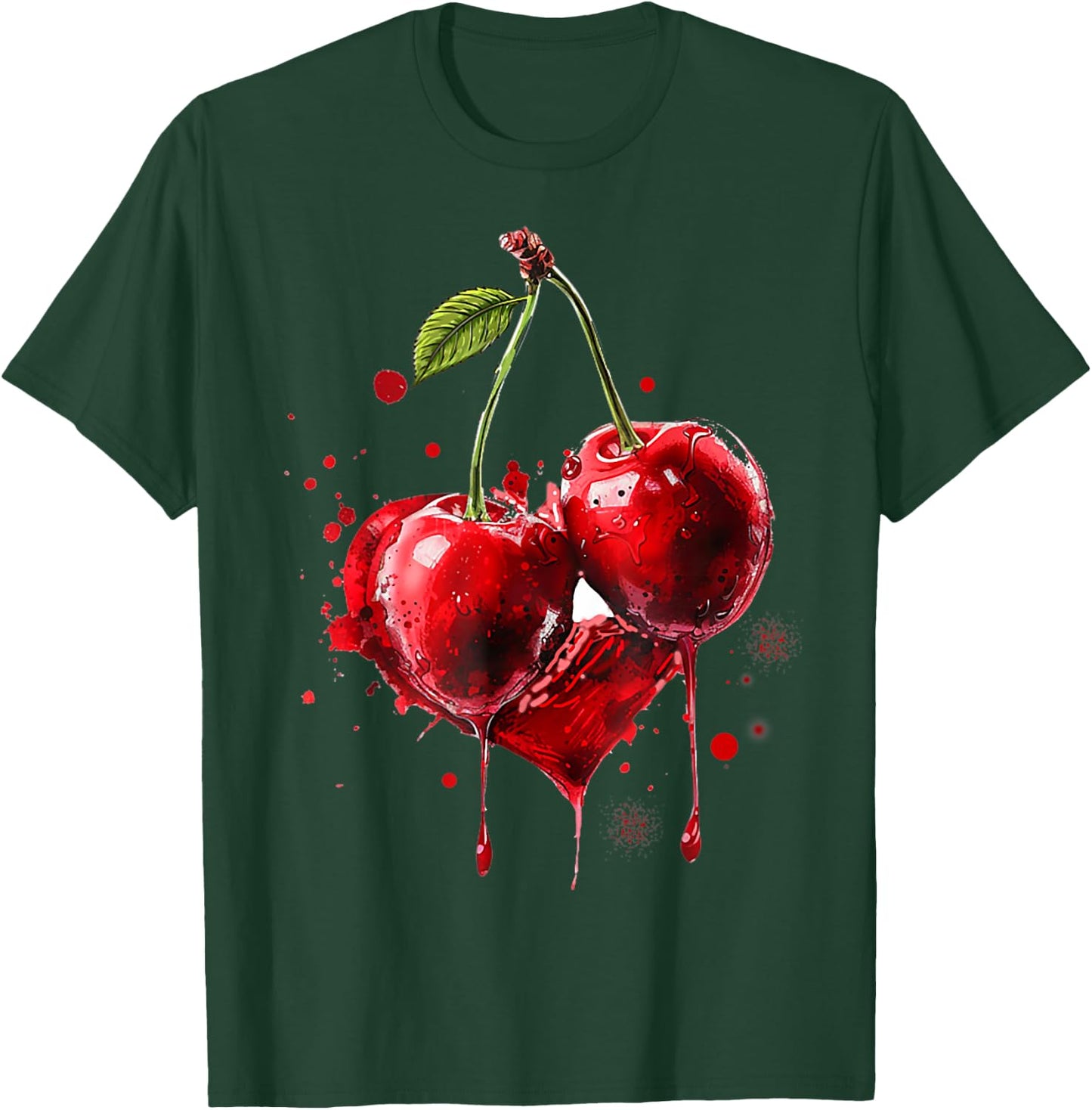 Kirschen Herzschlag Cherry Kirsche Frucht EKG Puls T-Shirt - T-Shirt | Forest