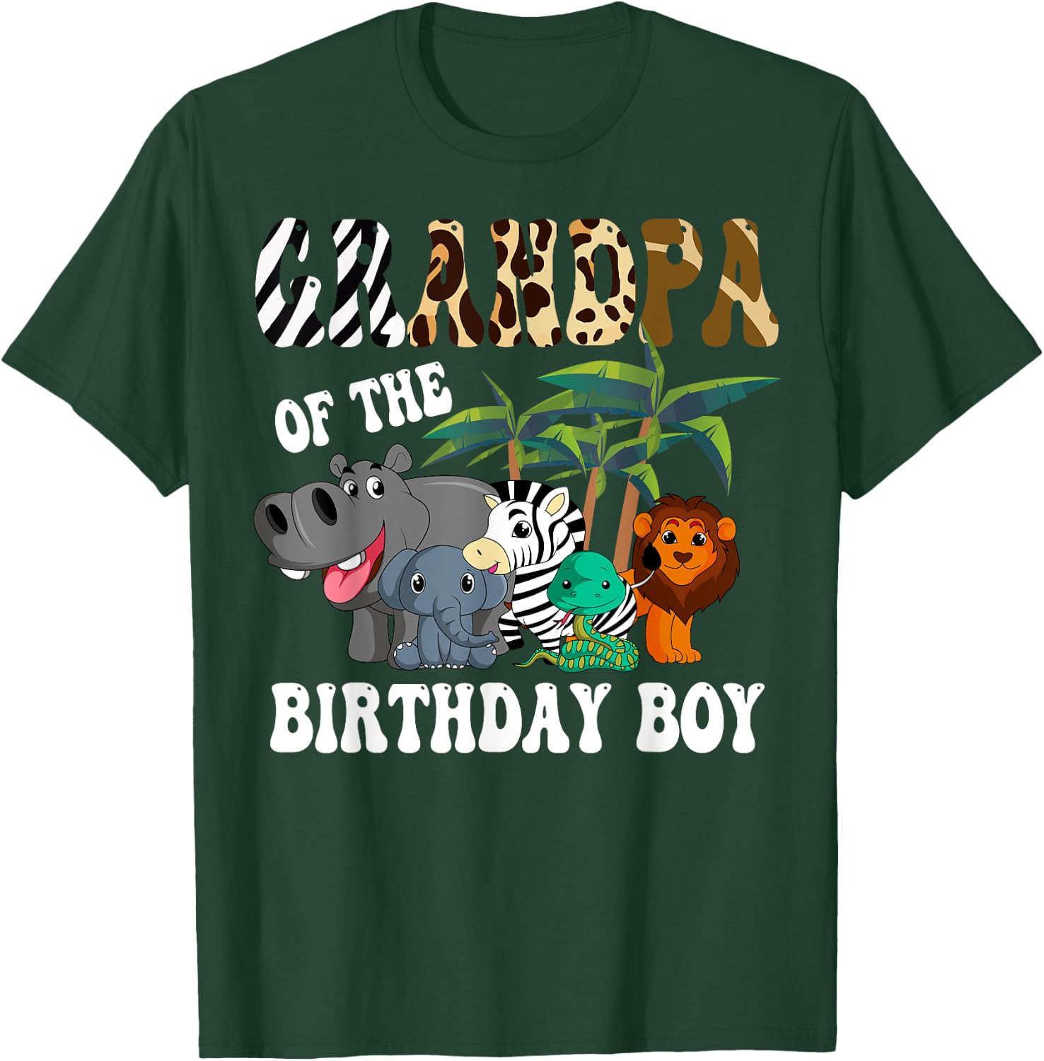 Grandpa of the Birthday Boy Zoo Bday Safari Celebration T-Shirt - T-Shirt | Forest
