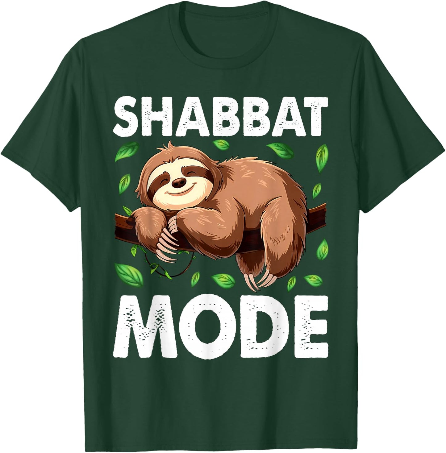 Shabbat Mode Sleepy Sloth shabbat Shalom Jewish Sabbath T-Shirt - T-Shirt | Forest