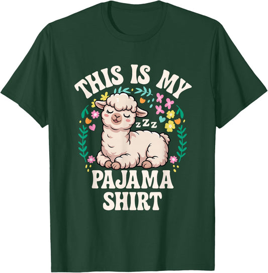 This is My Pajama Shirt Alpaca Sleeping Funny T-Shirt - T-Shirt | Forest