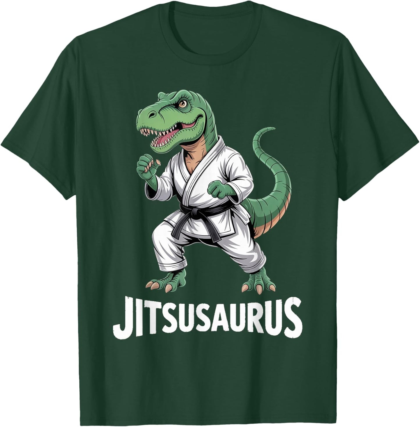 Jitsusaurus Funny BJJ Brazilian Jiu Jitsu Trex Kids Boys T-Shirt - T-Shirt | Forest