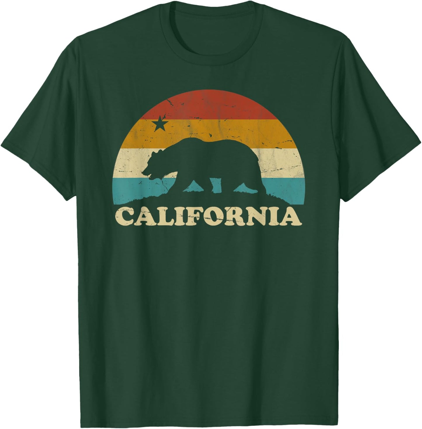 Flagge Kalifornien Retro Vintage Bär 70er Jahre T-Shirt - T-Shirt | Forest