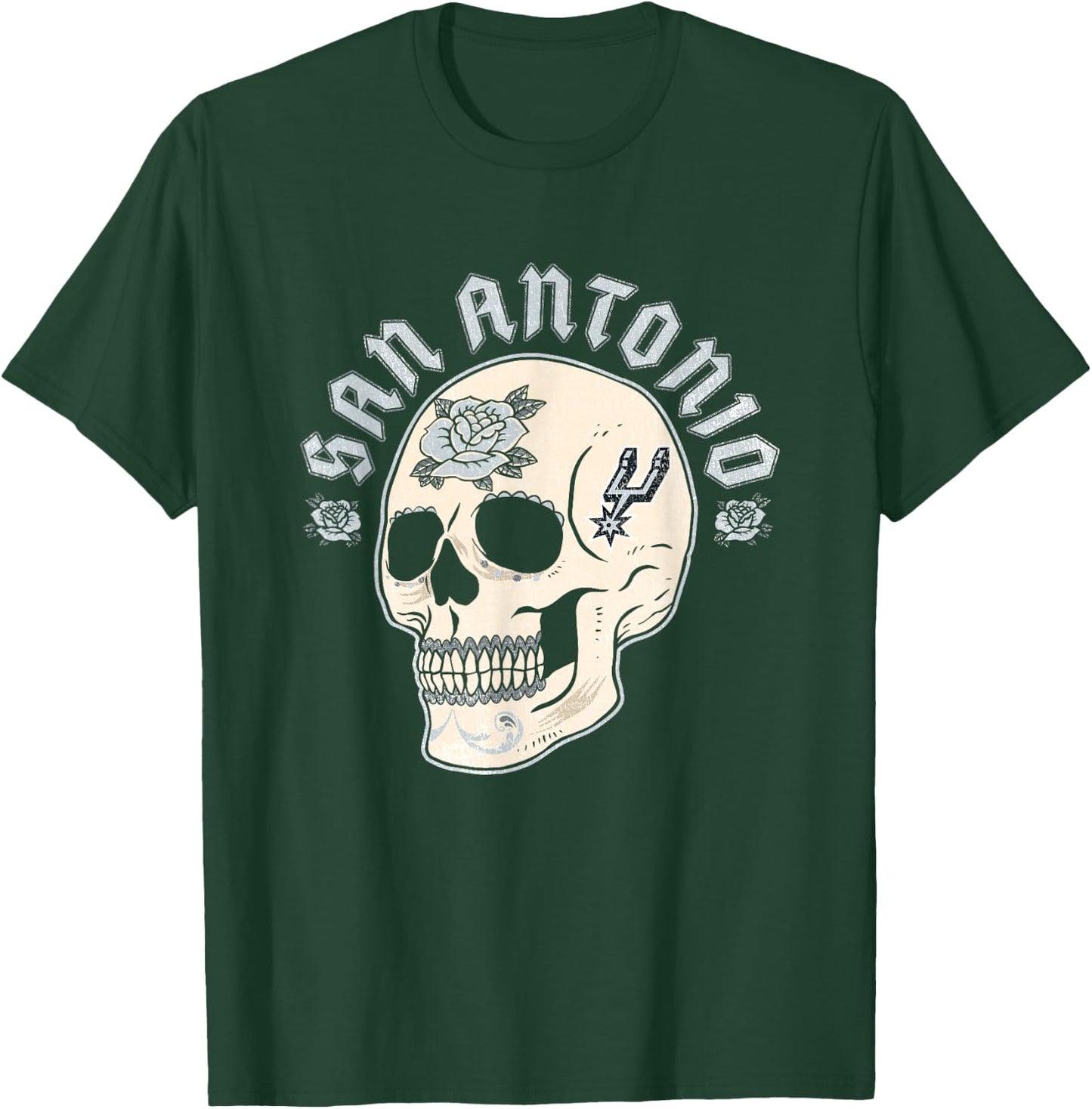 NBA San Antonio Spurs Halloween-Totenkopf mit Blumenmuster T-Shirt - T-Shirt | Forest