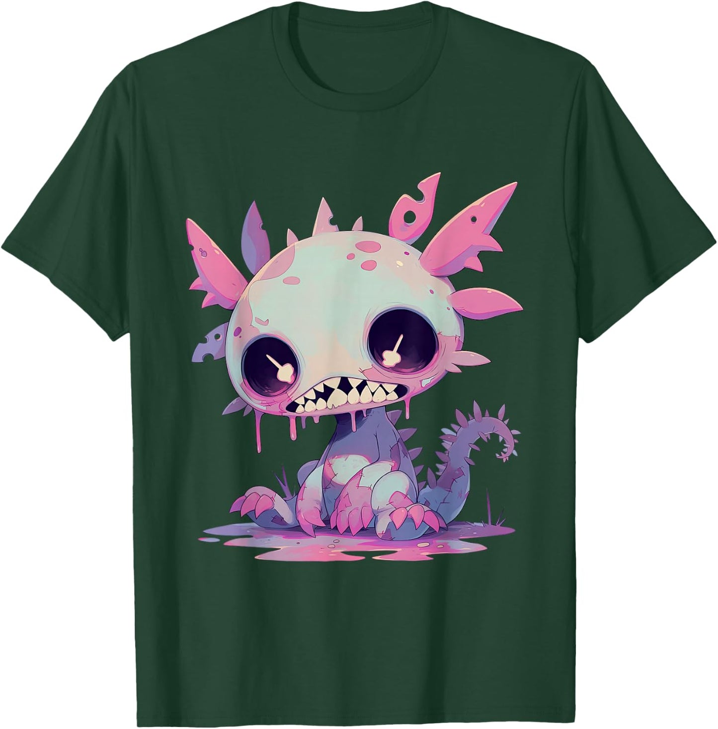 Kawaii Pastel Goth Creepy Cute Zombie Axolotl T-Shirt - T-Shirt | Forest
