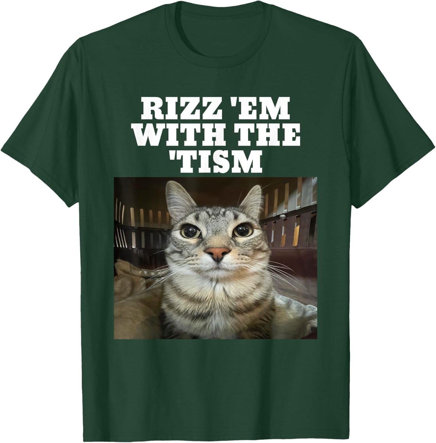 Rizz Em With The Tism Meme Autistic Cat Rizz Women Kids T-Shirt - T-Shirt | Forest