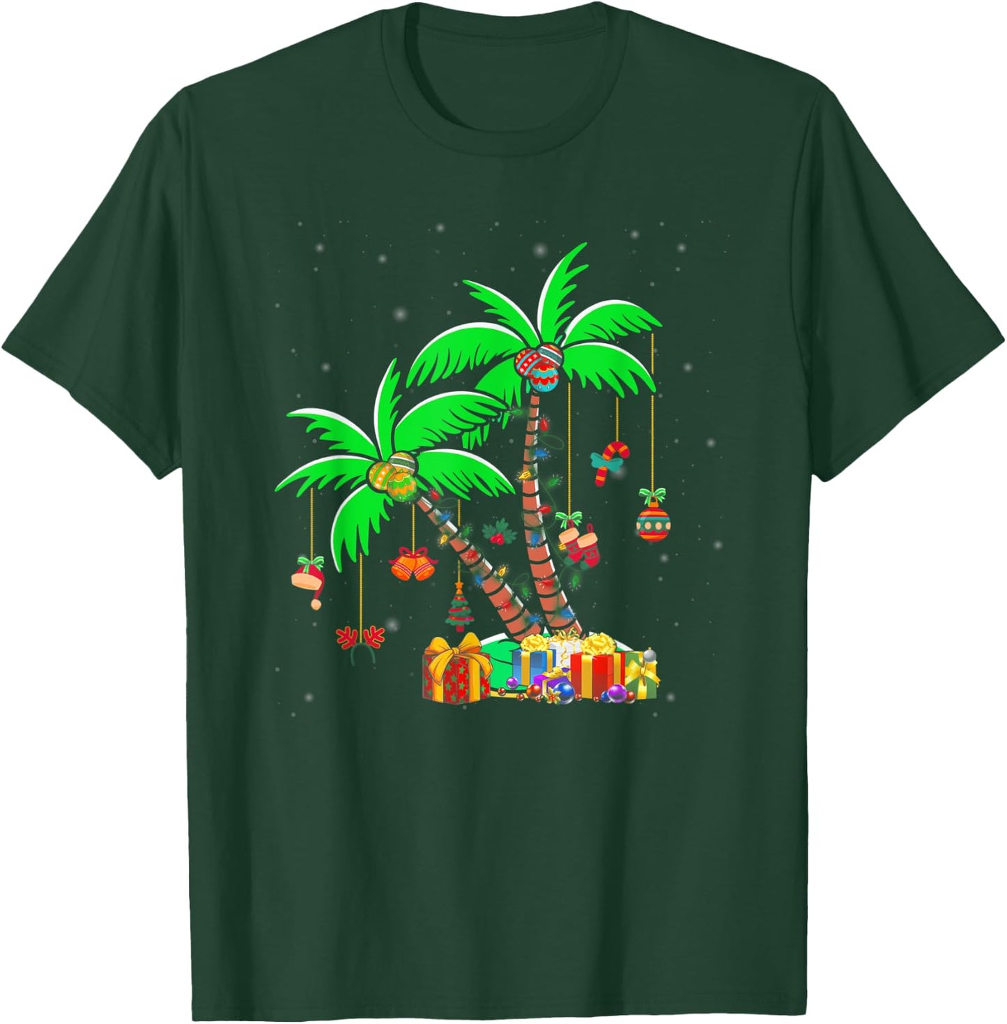 Christmas Palm Tree Tropical Xmas Coconut Lights T-Shirt - T-Shirt | Forest