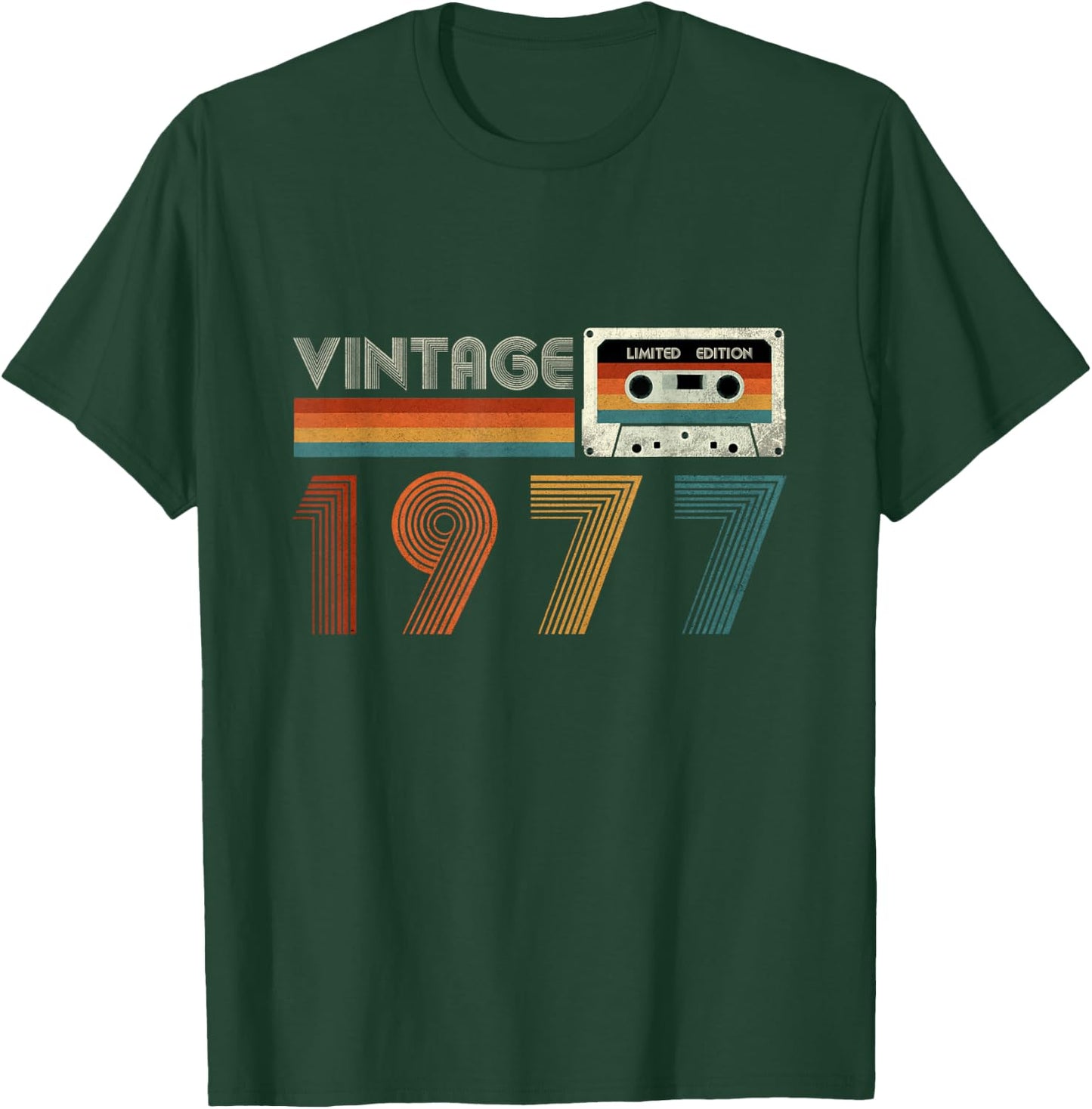 Retro Cassette Vintage 1977 Limited Edition Birthday 47 , Black, S T-Shirt - T-Shirt | Forest