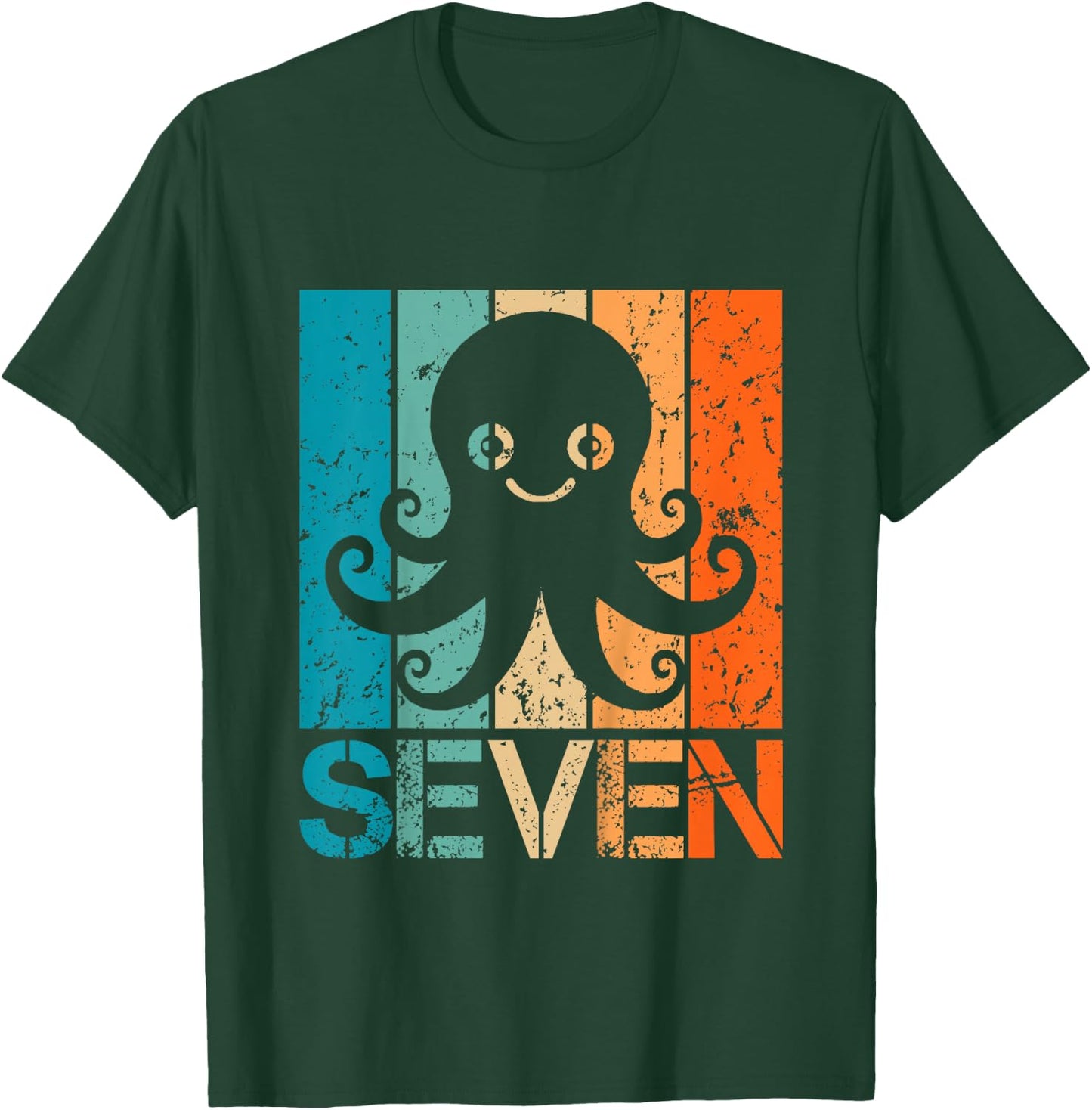Funny 7th Octopus Birthday 7 Year Old Birthday Octopus T-Shirt - T-Shirt | Forest