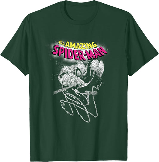 Marvel Comics Spider-Man Retro Grunge Sketch T-Shirt - T-Shirt | Forest