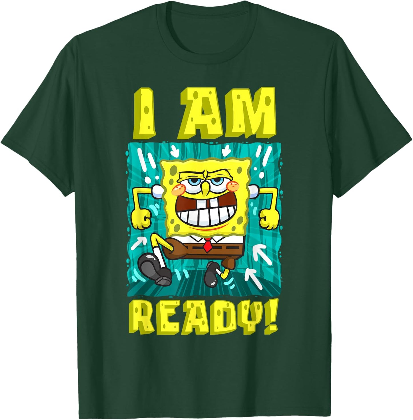 Mademark x SpongeBob SquarePants - SpongeBob I Am Ready Funny SpongeBob Running and Ready T-Shirt - T-Shirt | Forest