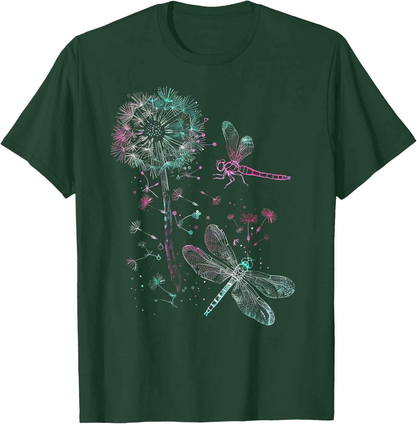Dandelion Puff Ball with Dragonfly T-Shirt - T-Shirt | Forest