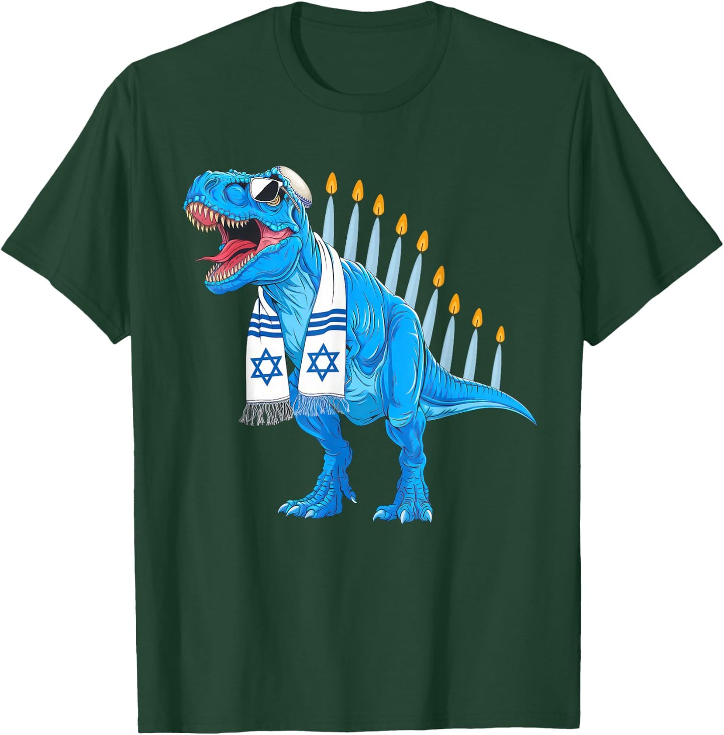 Menorasaurus Rex Shirt Menorahsaurus Hannukah Dinosaur T-Shirt - T-Shirt | Forest