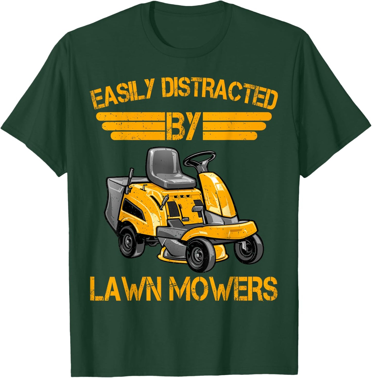 Easily Distracted By Lawn Mowers Lawnmowing Lovers Boys Kids T-Shirt - T-Shirt | Forest