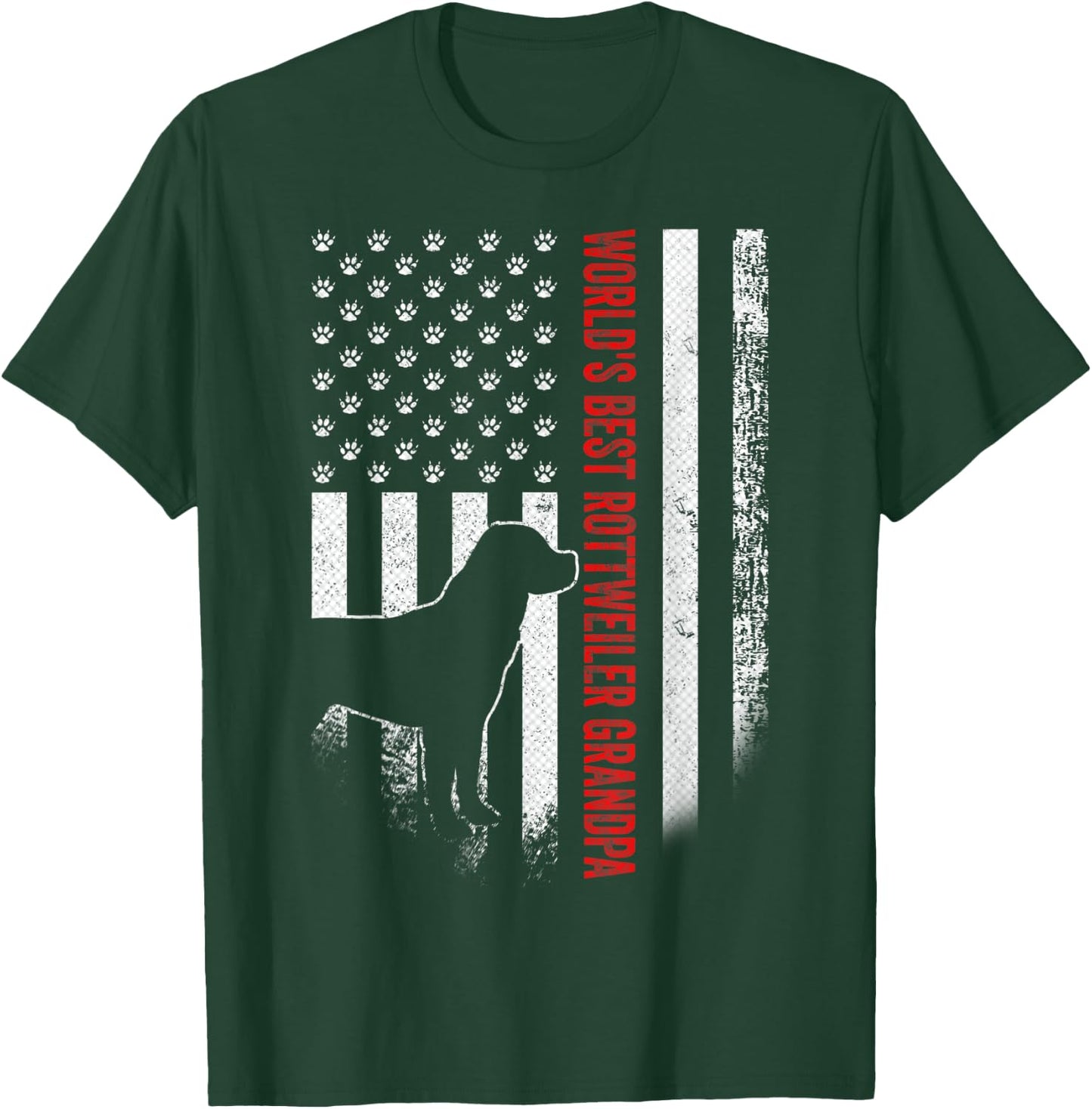 Vintage American Flag World's Best Rottweiler Grandpa Funny Men T-Shirt - T-Shirt | Forest