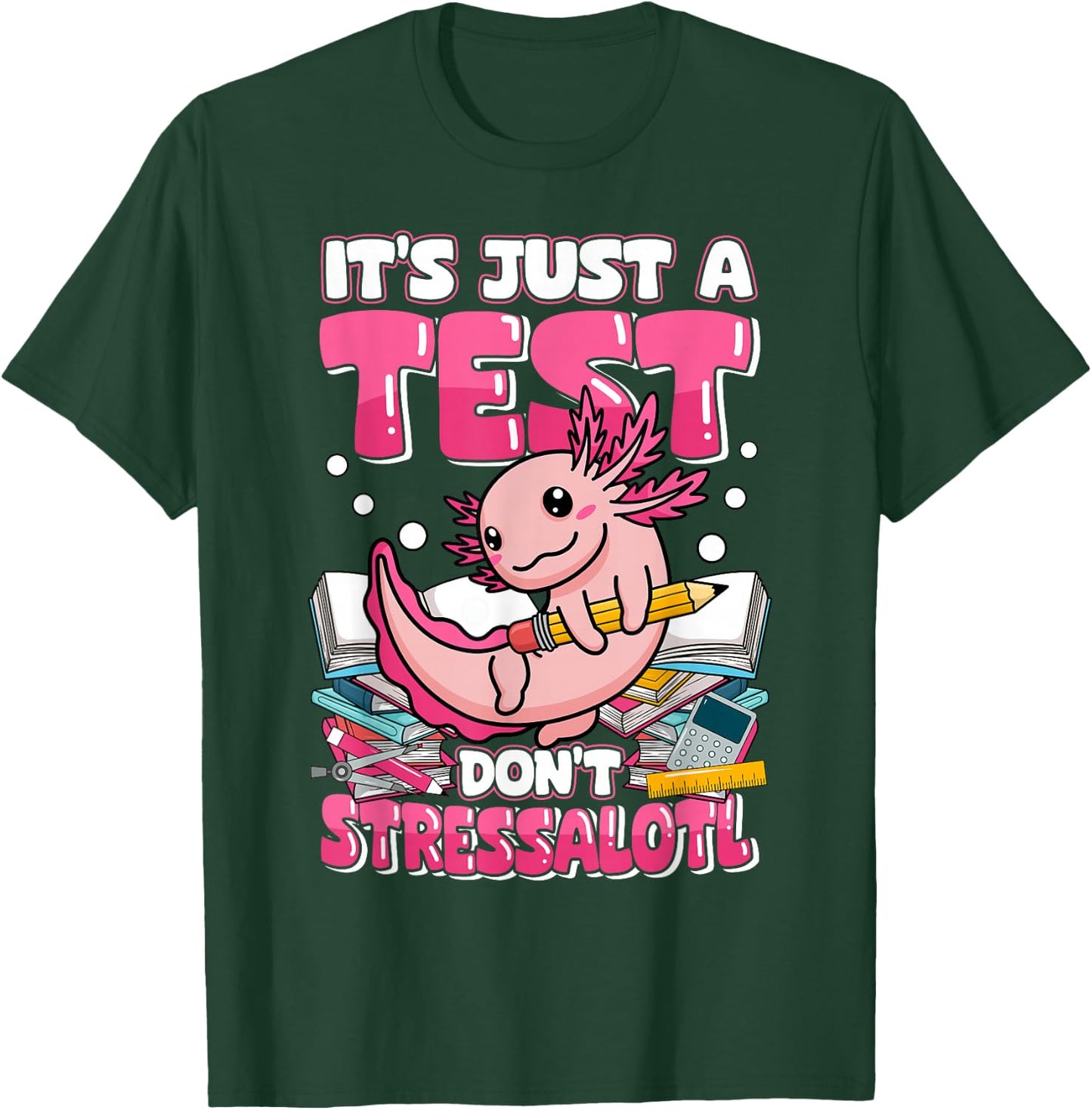 Testing Day Teacher Axolotl Test Day Teacher T-Shirt - T-Shirt | Forest