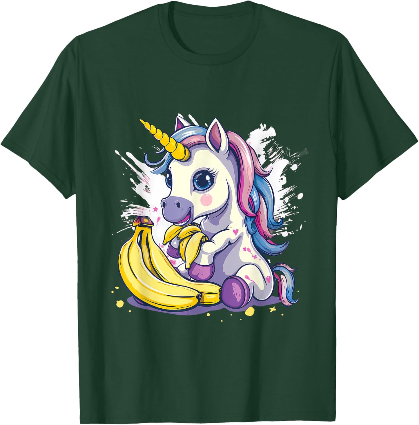 Banana Unicorn Watercolor Animal Art Drawing Banana Fruit T-Shirt - T-Shirt | Forest