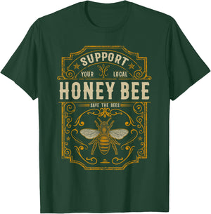 Support Your Local Honey Bee Save The Bees Vintage Style T-Shirt - T-Shirt | Forest