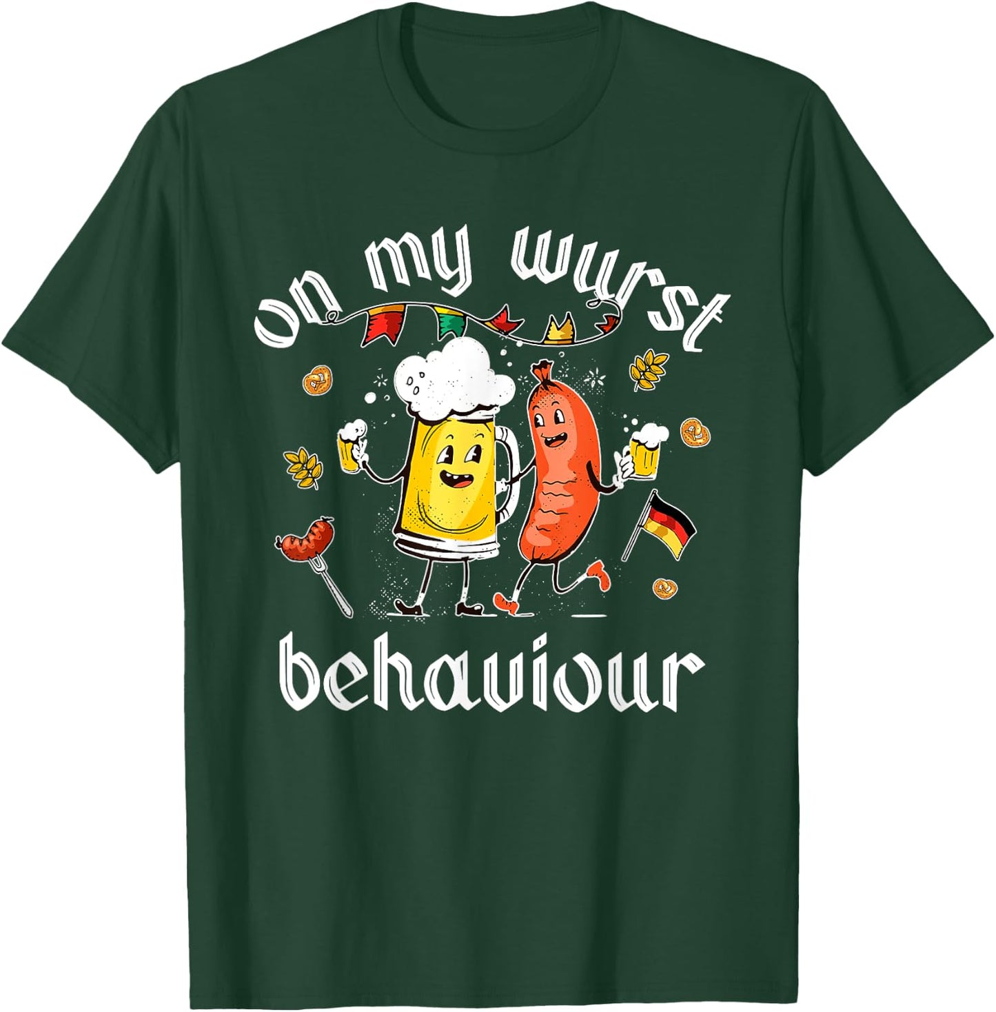 On My Wurst Behavior Funny Bratwurst German Oktoberfest T-Shirt - T-Shirt | Forest