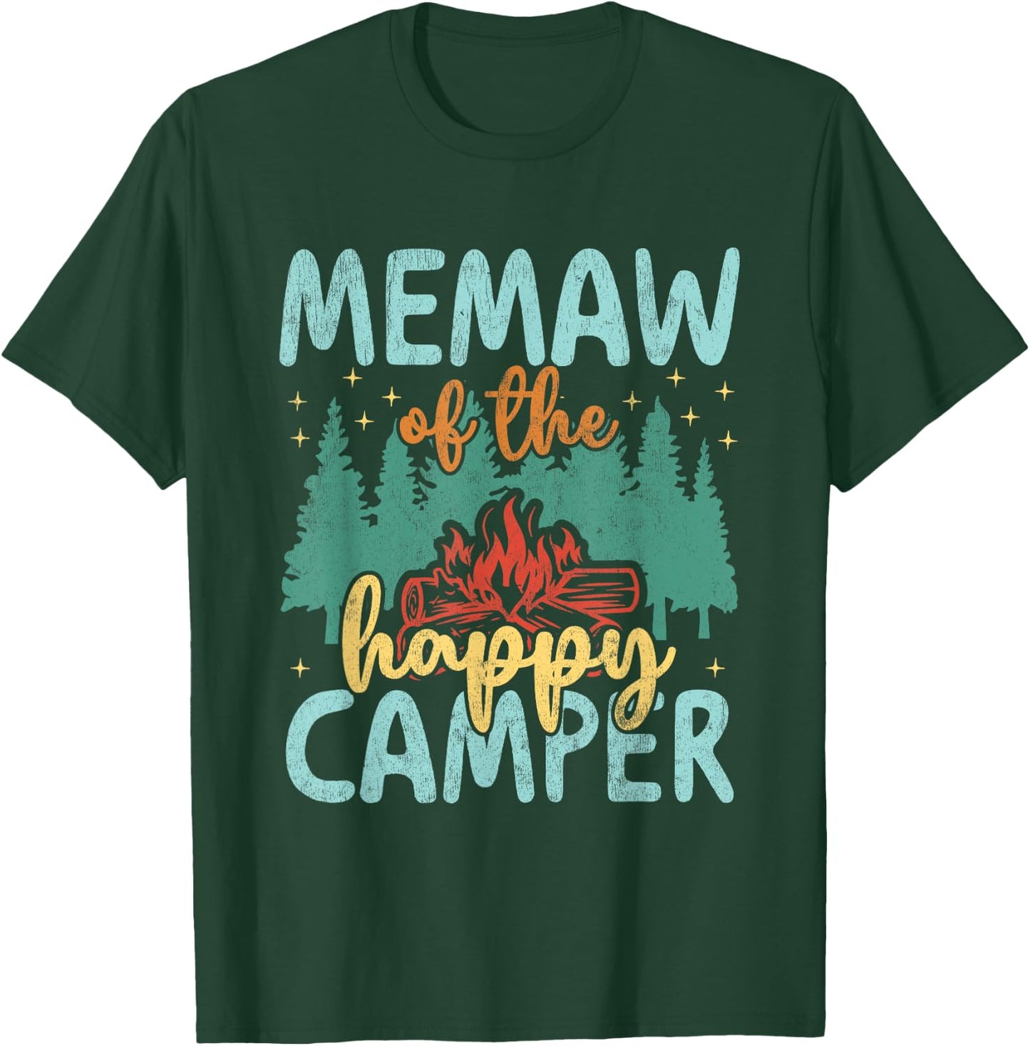 Memaw of Happy Camper 1st Birthday Party Retro Memaw T-Shirt - T-Shirt | Forest