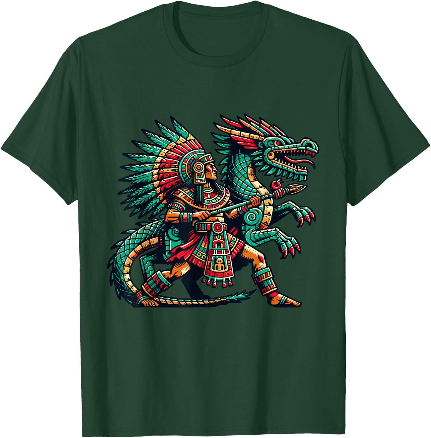Aztec Dragon Warrior Quetzalcoatl T-Shirt - T-Shirt | Forest