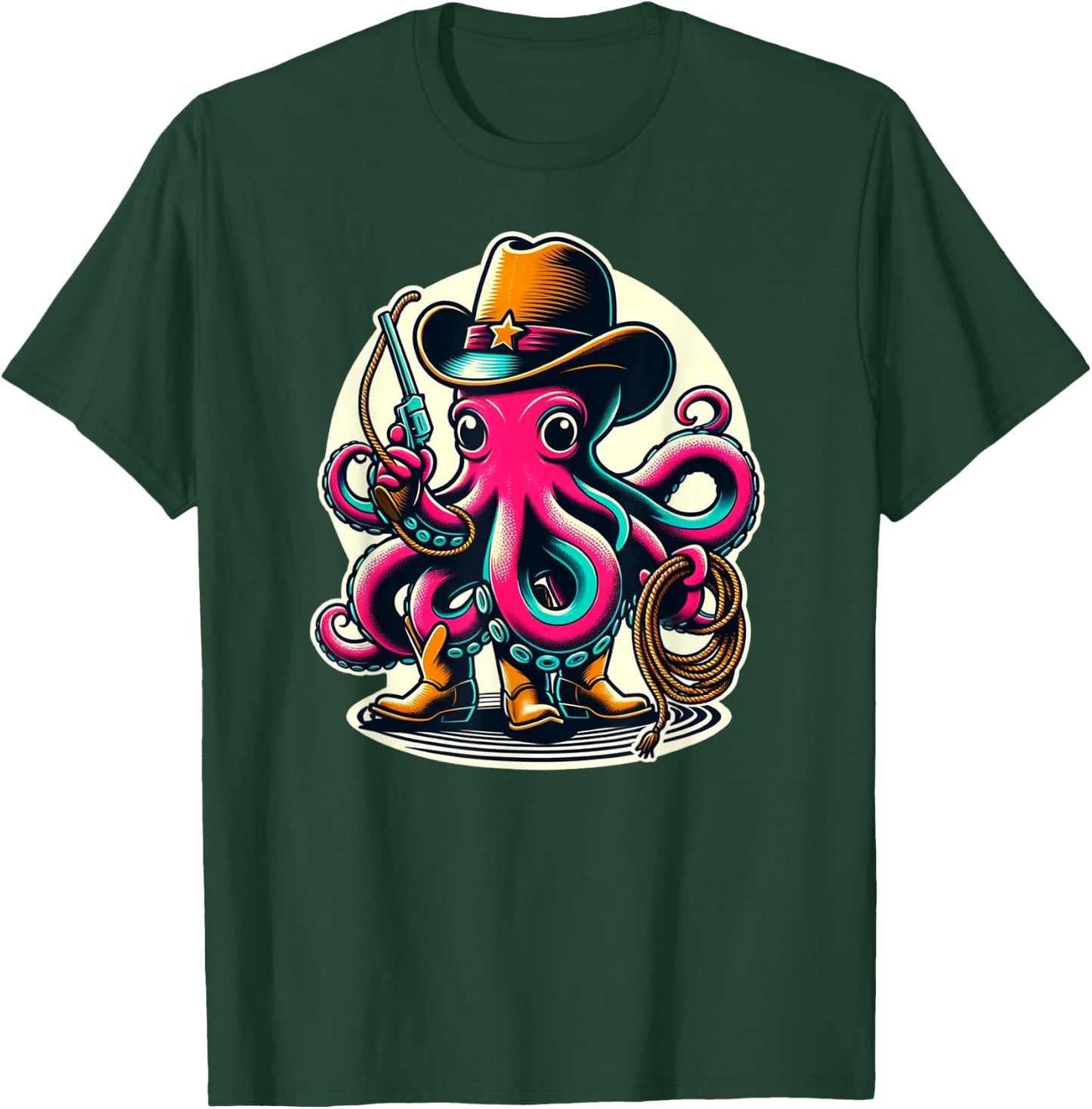Cowboy Octopus Wild West Adventure T-Shirt - T-Shirt | Forest