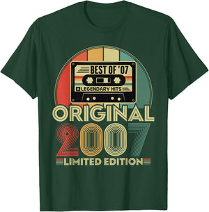Original 2007 Vintage Birthday 18 Years Boys and Girls , Black, S T-Shirt - T-Shirt | Forest