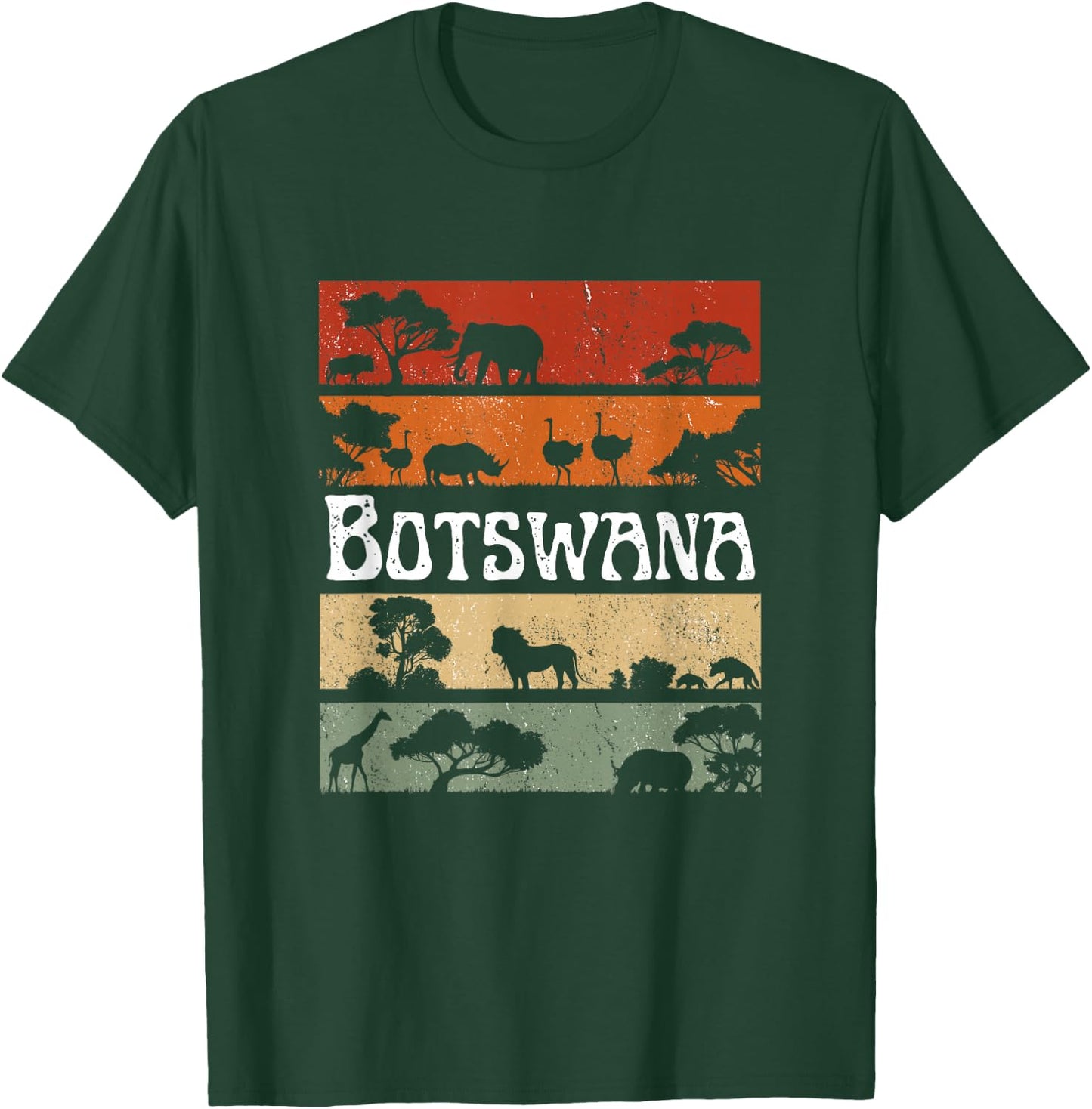 Retro Africa Botswana Safari Travel Botswana Tour T-Shirt - T-Shirt | Forest