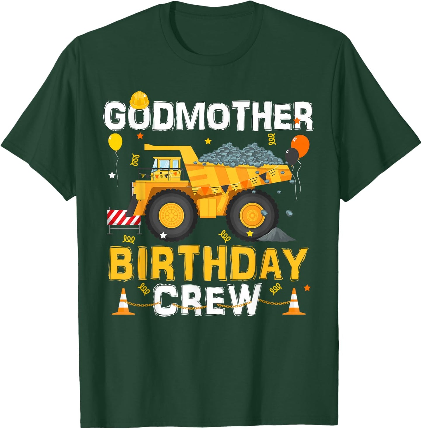 Godmother Birthday Crew Matching Construction B-day Boy T-Shirt - T-Shirt | Forest