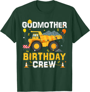 Godmother Birthday Crew Matching Construction B-day Boy T-Shirt - T-Shirt | Forest