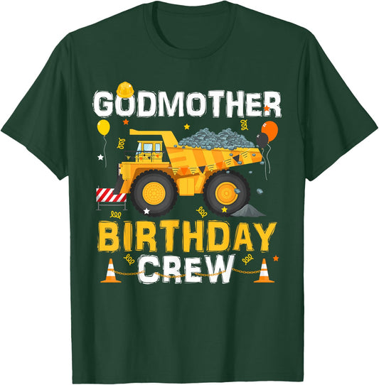 Godmother Birthday Crew Matching Construction B-day Boy T-Shirt - T-Shirt | Forest