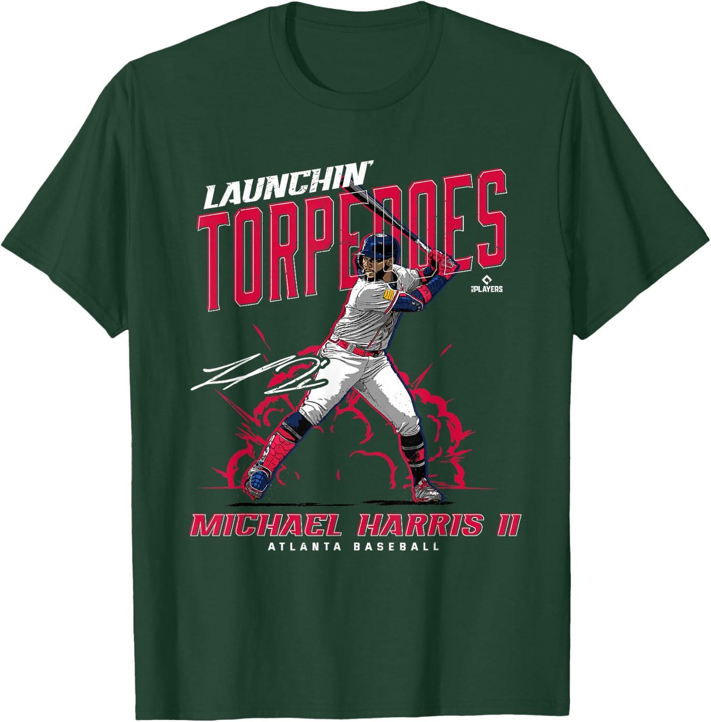 Launchin' Torpedoes Michael Harris II Atlanta Baseball MLBPA T-Shirt - T-Shirt | Forest