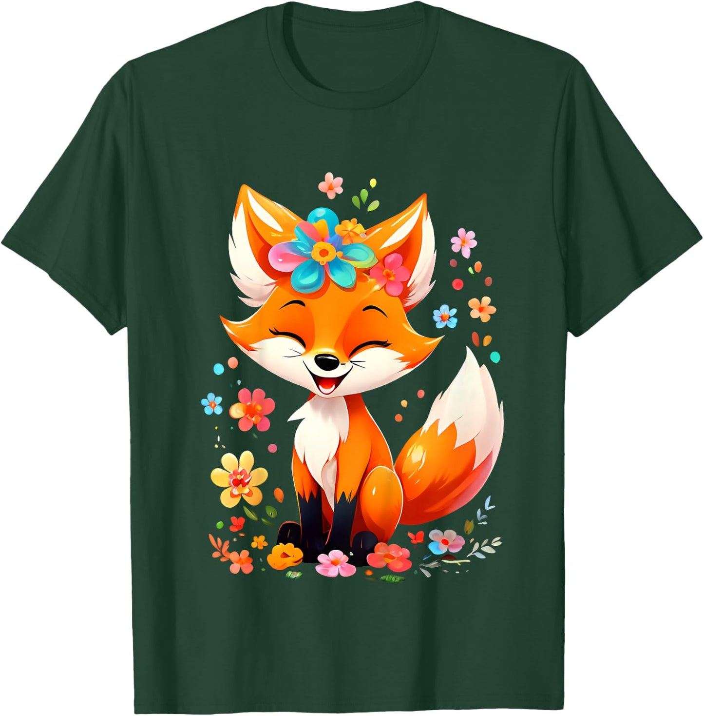 Kids Fox Gifts Cute Fox Cute Animal Cute Girls Boys , black T-Shirt - T-Shirt | Forest