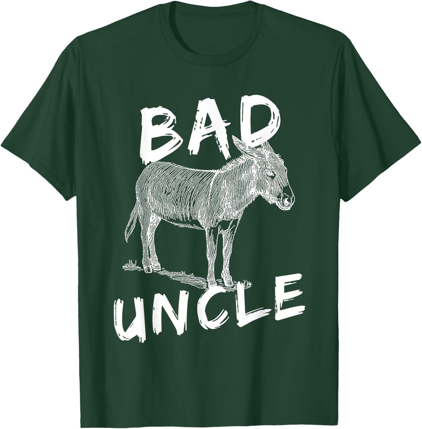 Bad Ass Uncle Donkey Graphic Design Hand Drawn Donkey Art T-Shirt - T-Shirt | Forest