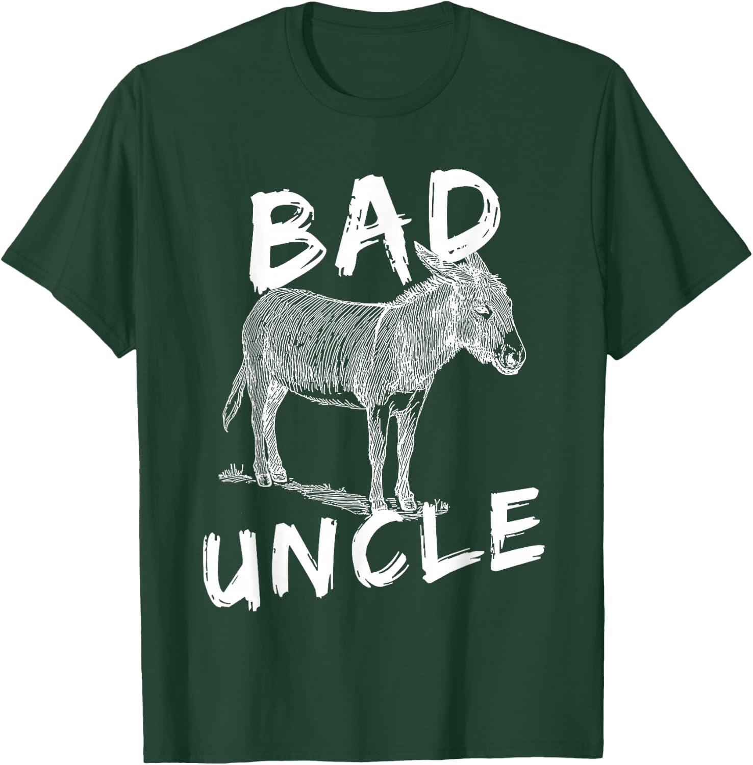 Bad Ass Uncle Donkey Graphic Design Hand Drawn Donkey Art T-Shirt - T-Shirt | Forest