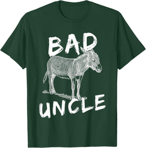 Bad Ass Uncle Donkey Graphic Design Hand Drawn Donkey Art T-Shirt - T-Shirt | Forest