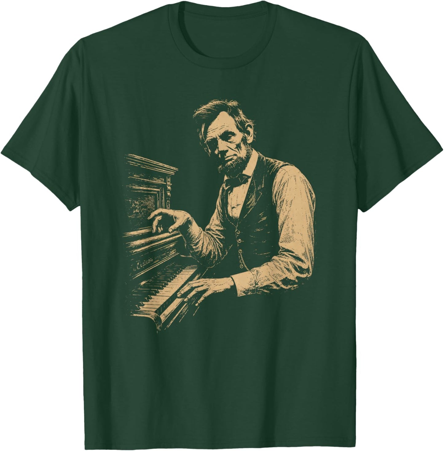 Abraham Lincoln Playing The Piano Funny Pianist Music Humor T-Shirt - T-Shirt | Forest