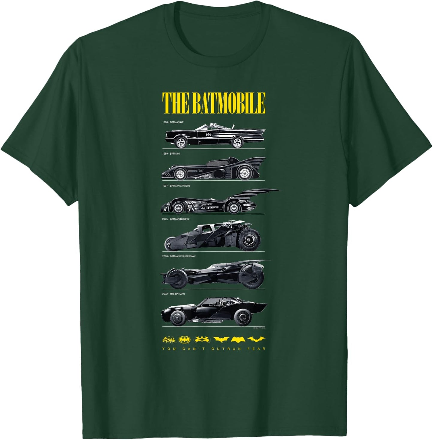 Batman 85th Anniversary Batmobile on Dark T-Shirt - T-Shirt | Forest