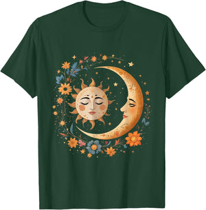 Vintage Celestial Sun Moon Boho Shirt Mystic Astrology Lover T-Shirt - T-Shirt | Forest
