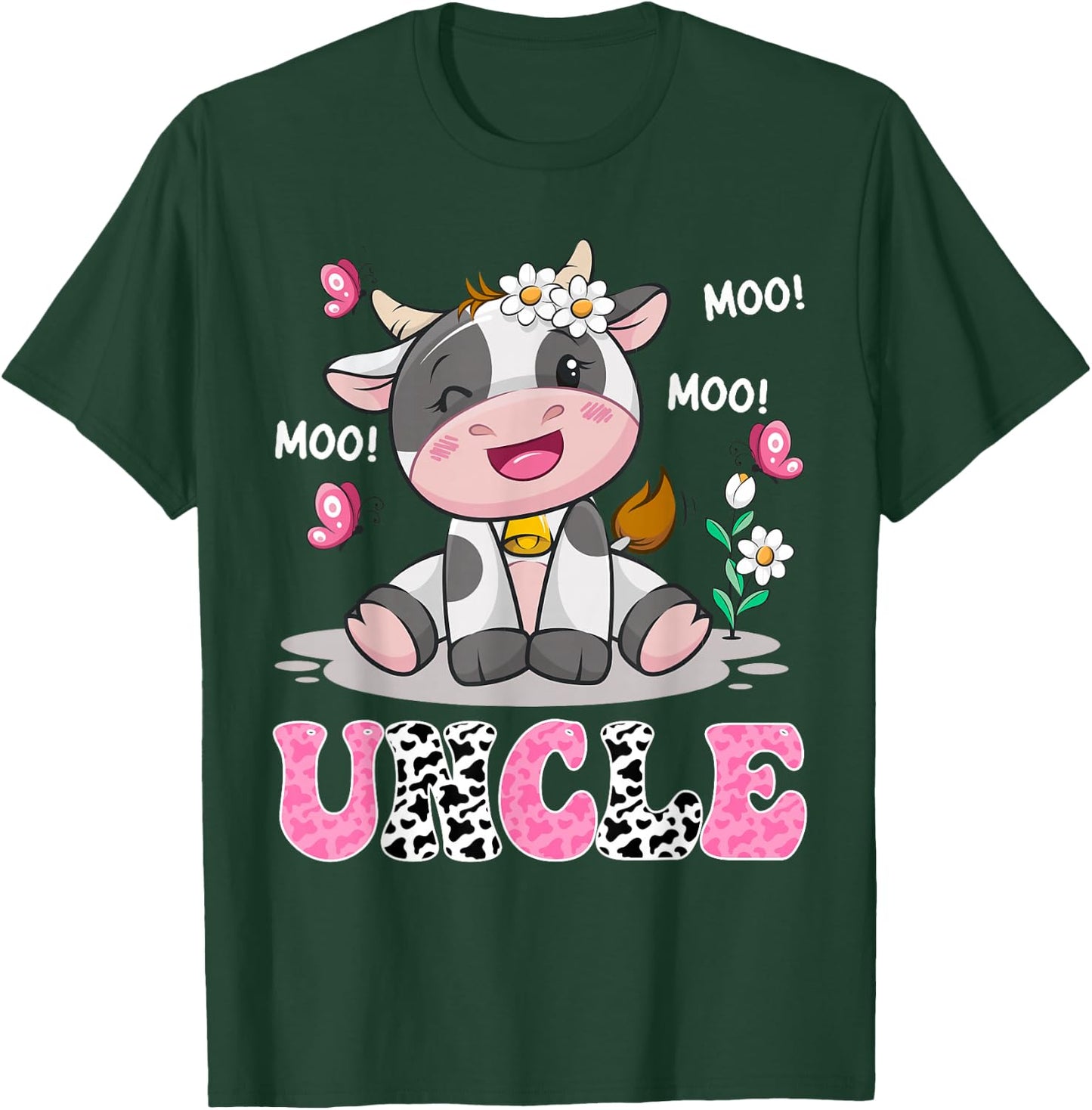 Uncle Cute Cow Moo Moo Farmer Birthday Family Matching T-Shirt - T-Shirt | Forest