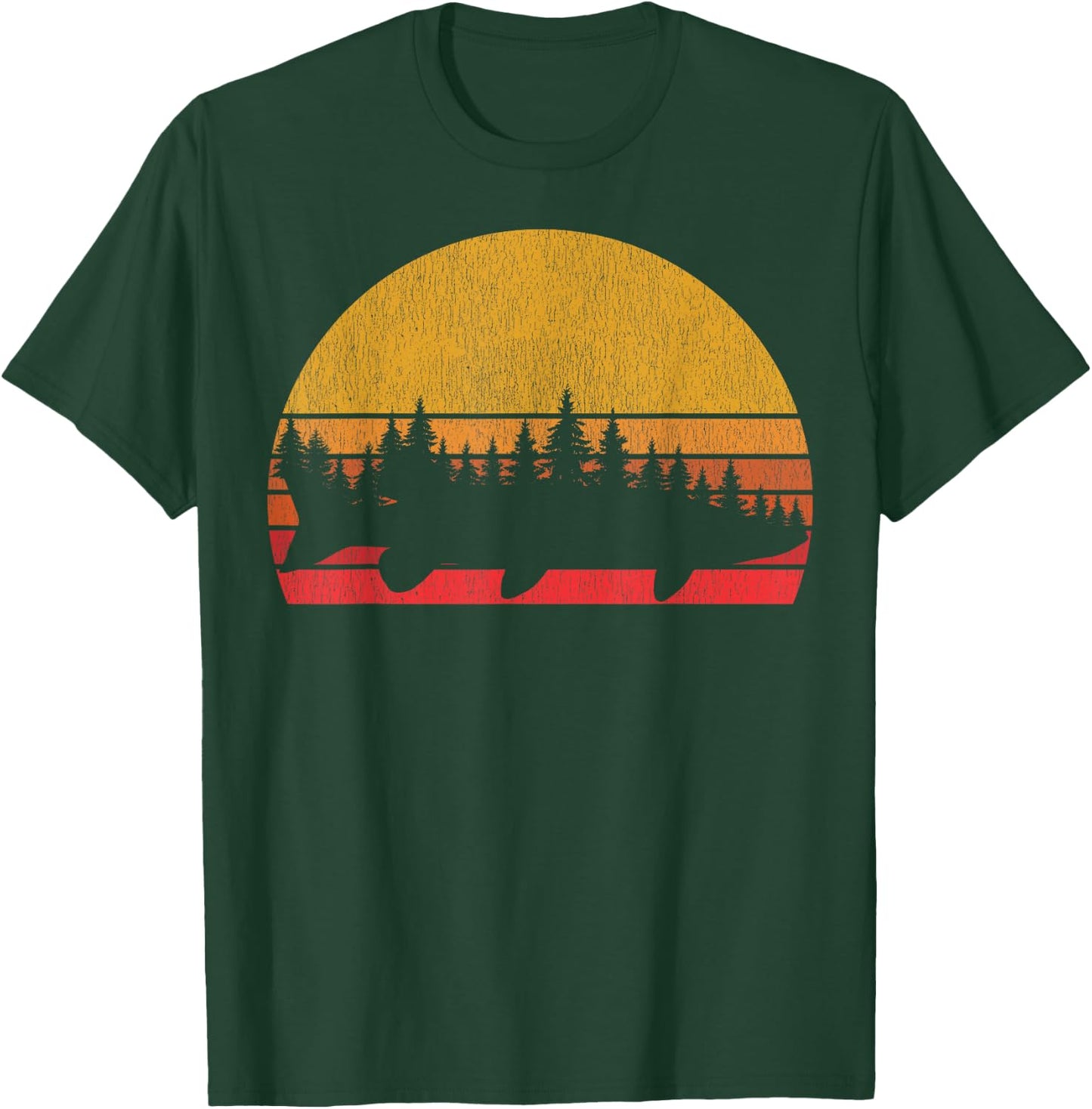 Musky Fishing Retro Muskie Forest Treeline - Fisherman T-Shirt - T-Shirt | Forest