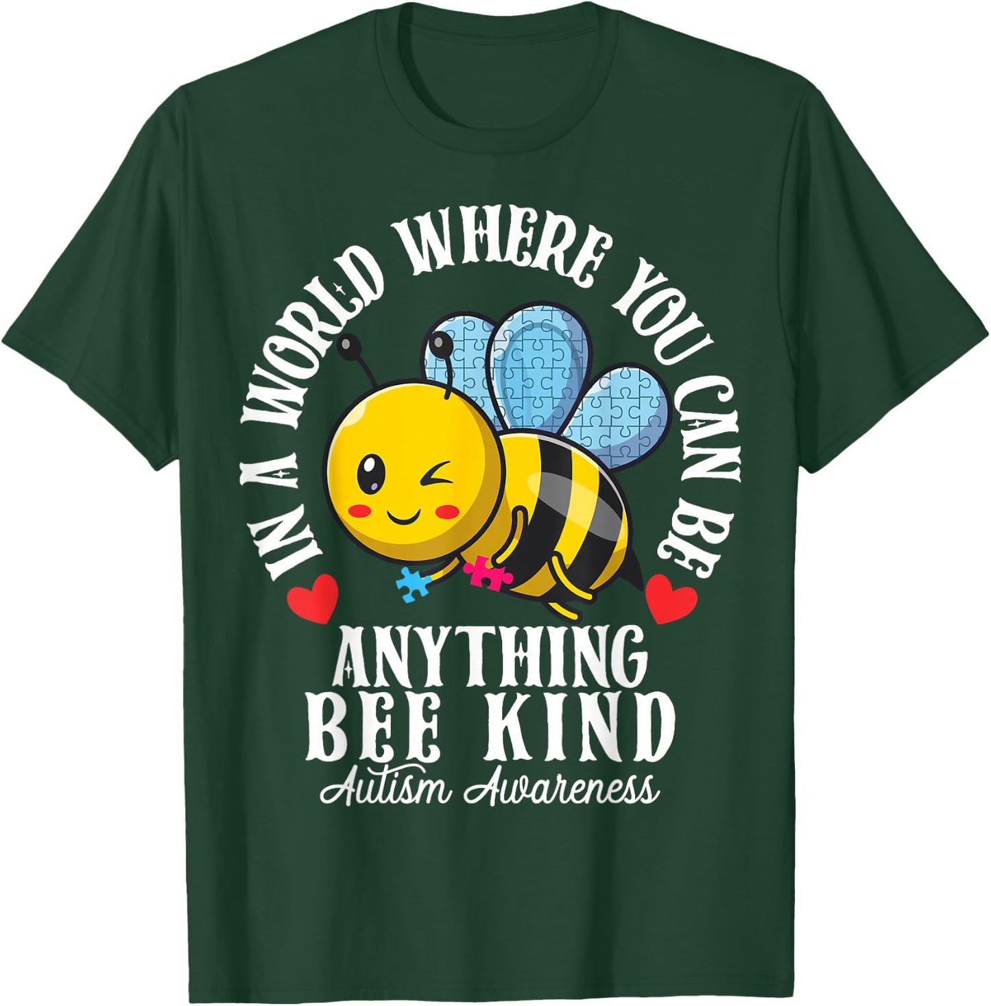 Funny Autism Awareness Bee Kind Autistic Cute Autism Be Kind T-Shirt - T-Shirt | Forest